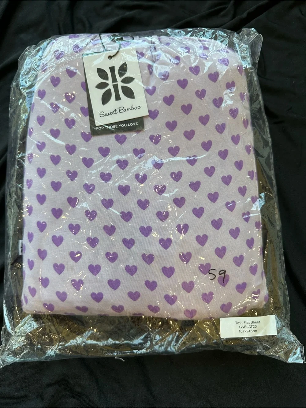 Sweet Bamboo Lavender Heart Twin Flat Sheet
